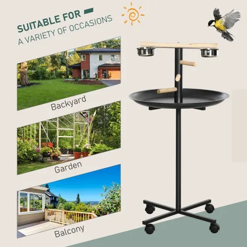 PawHut Bird Play Stand Portable Parrot Perch With Wheels