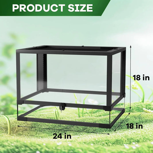 Reptile Glass Terrarium with Top & Side Screen Ventilation