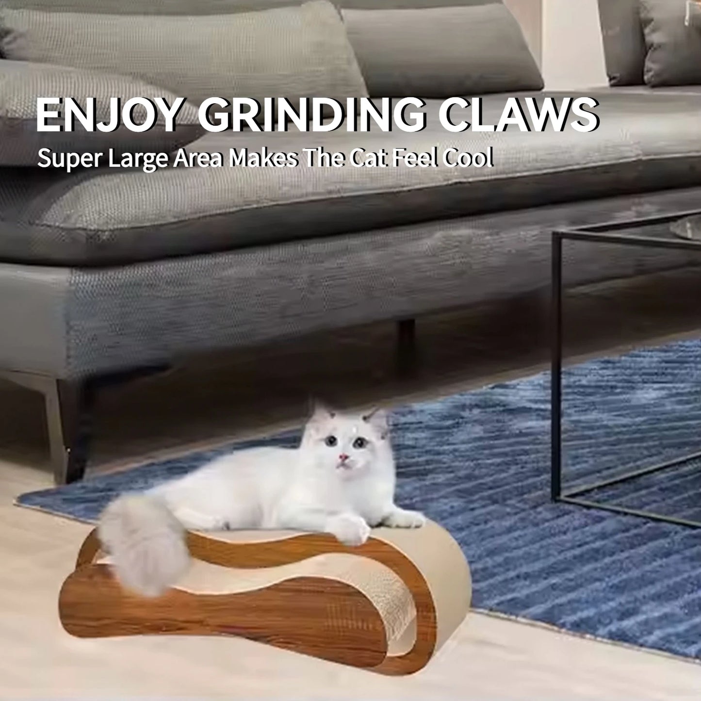 2 In 1 Cat Scratcher Cardboard Lounge Bed Durable Scratching Post Prevents Furniture Damage