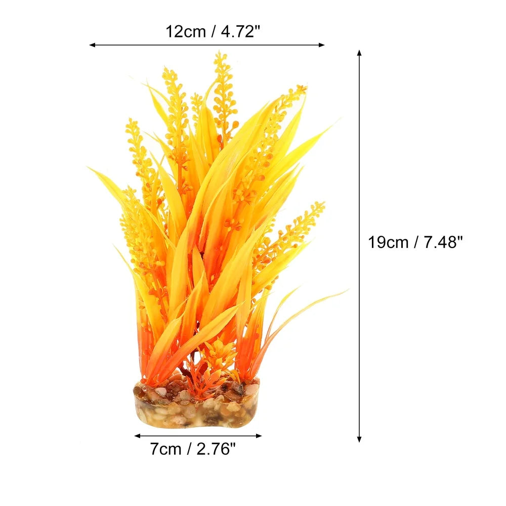 Artificial Aquarium Plant Decoration 48 Inch Orange Non Toxic Plastic Fish Tank Ornament Easy Care Durable