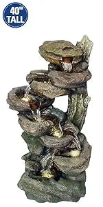 Outdoor Floor Rustic 2-Tiered Barrel and Pump Water Fountain, Old-Fashioned Fountain, 27", Bronze