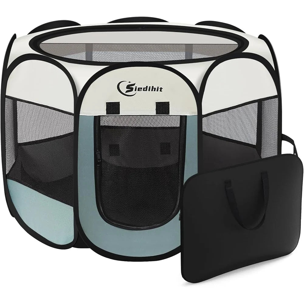 Portable Dog Cat Playpen Indoor Outdoor Puppy Tent Crate Play Yard Waterproof Foldable Pet Kennel Easy Setup 360 Degree View
