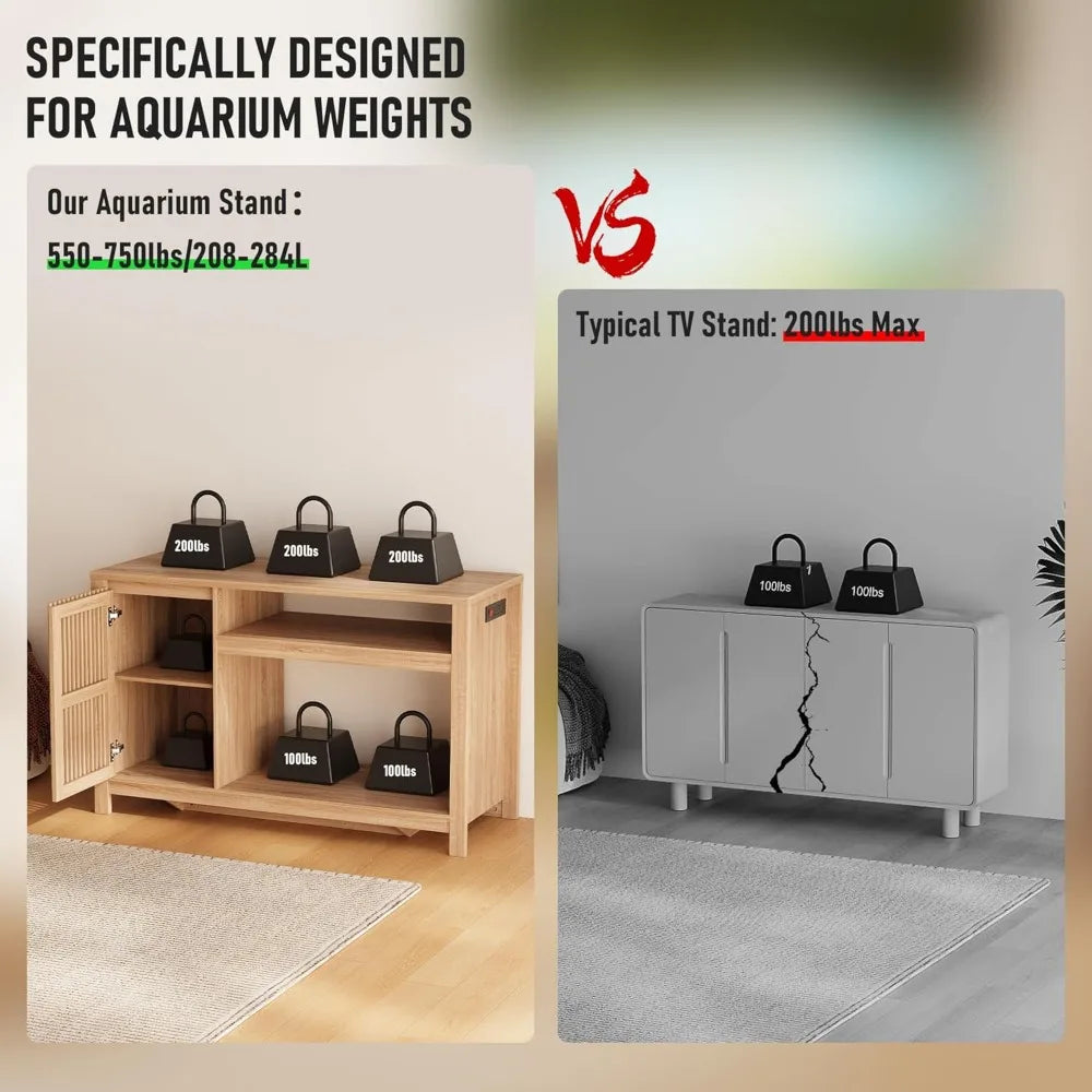 55 to 75 Gallon Fish Tank Stand With Power Outlet and Cabinet