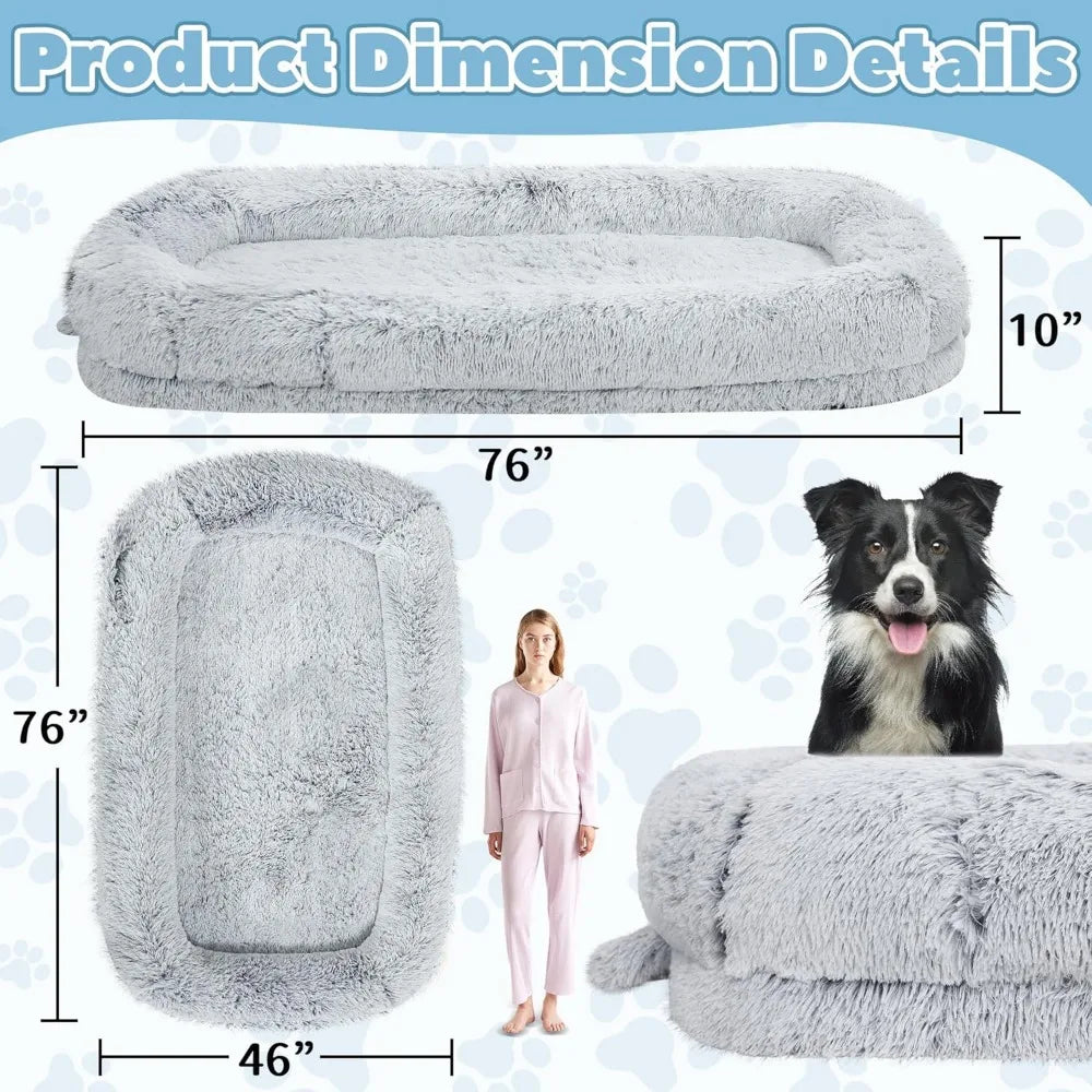Adult Orthopedic Dog Bed 46x10x76 Removable Cover Grey