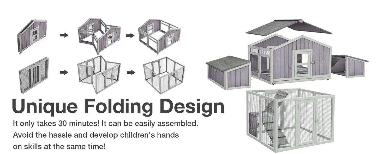 Unique Folding Design for Easy to Set Up Chicken House