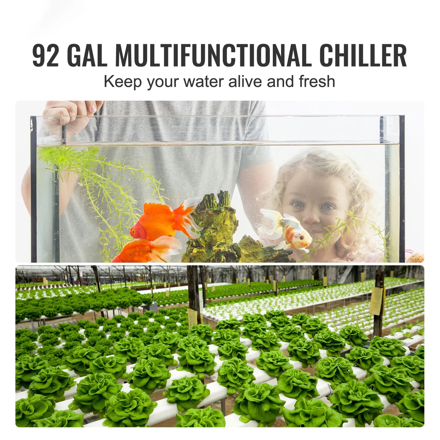 SucceBuy Aquarium Chiller For Freshwater Fish Tank 0.25 0.33 0.1 1.5HP Quiet Hydroponic Water Chiller 110V 100W 20-34C