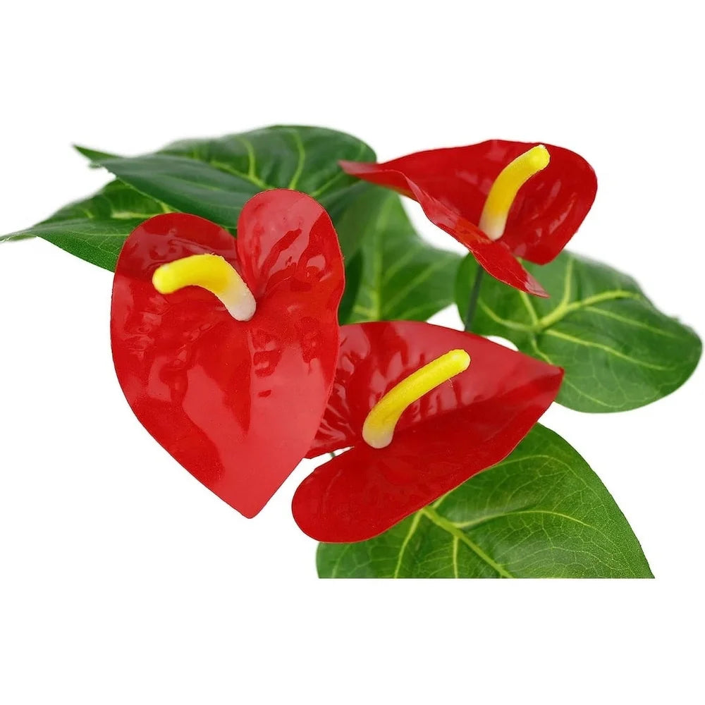 Anthurium Red Green Artificial Plant Aquarium Decor
