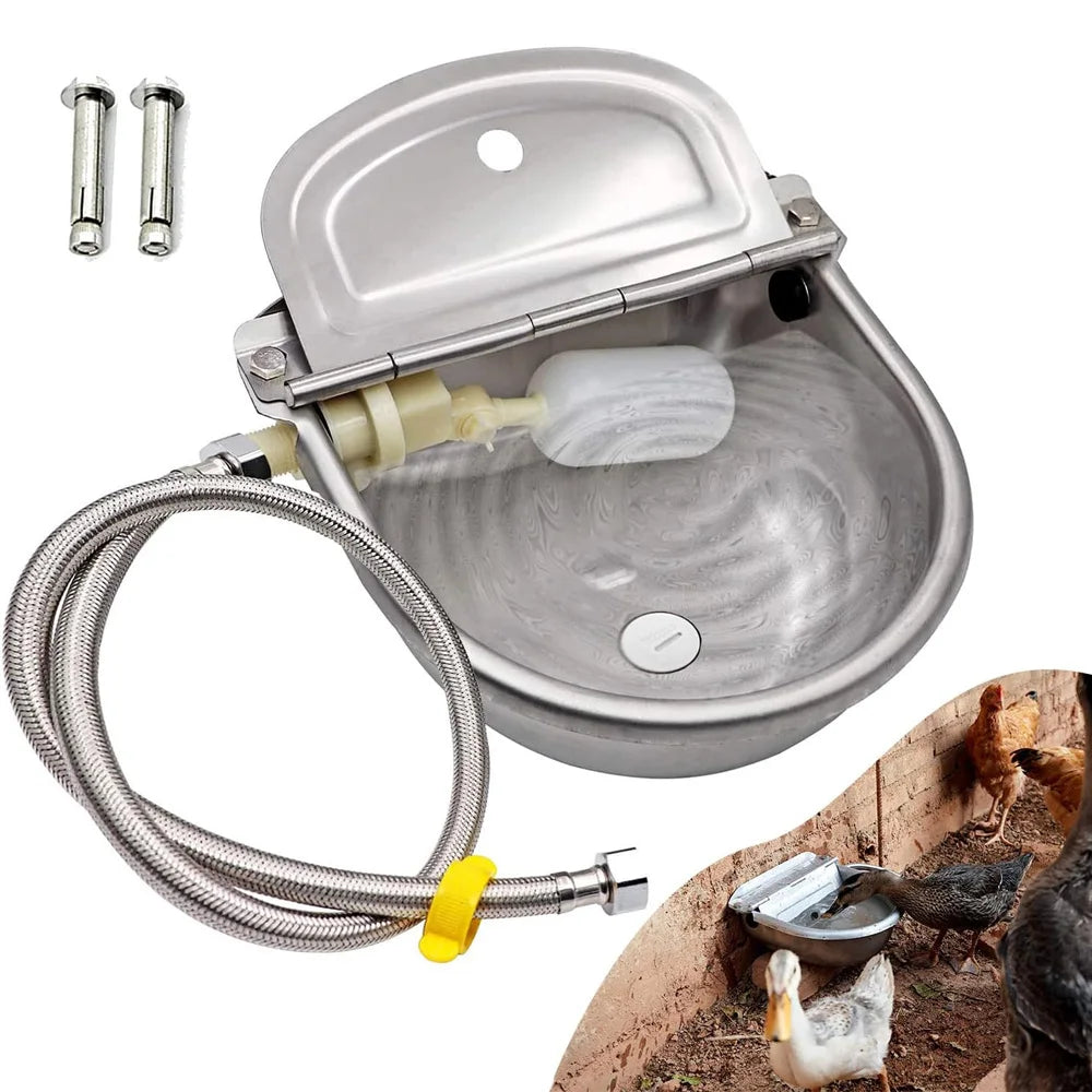 Automatic Water Dispenser for Dogs Stainless Steel Drinking Bowl for Farm Livestock Cattle Horses Goats and Sheep Auto Filling