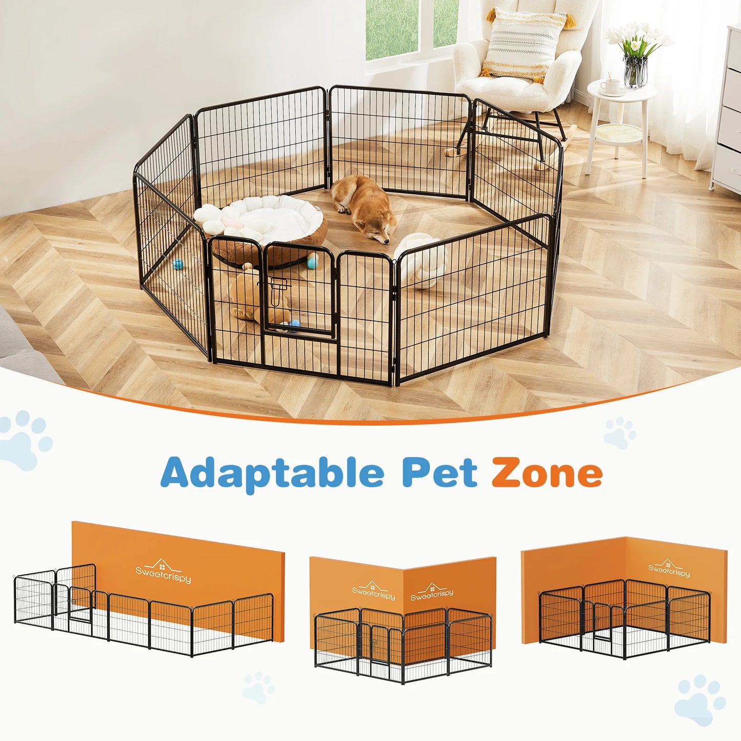 JHK 8 Panel Dog Playpen Indoor Pet Fence Heavy Duty Metal