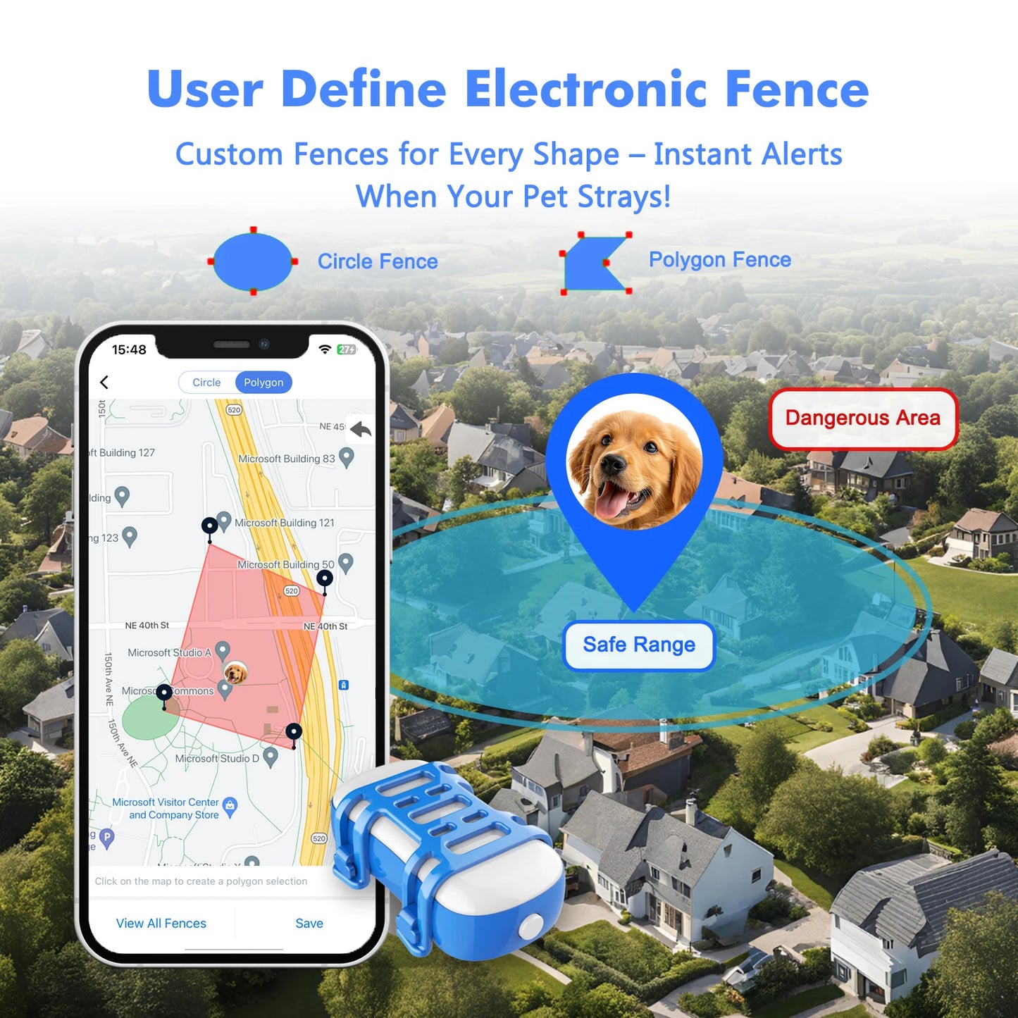 4G Dog Cat GPS Tracker for Pets - Waterproof Smart Locator