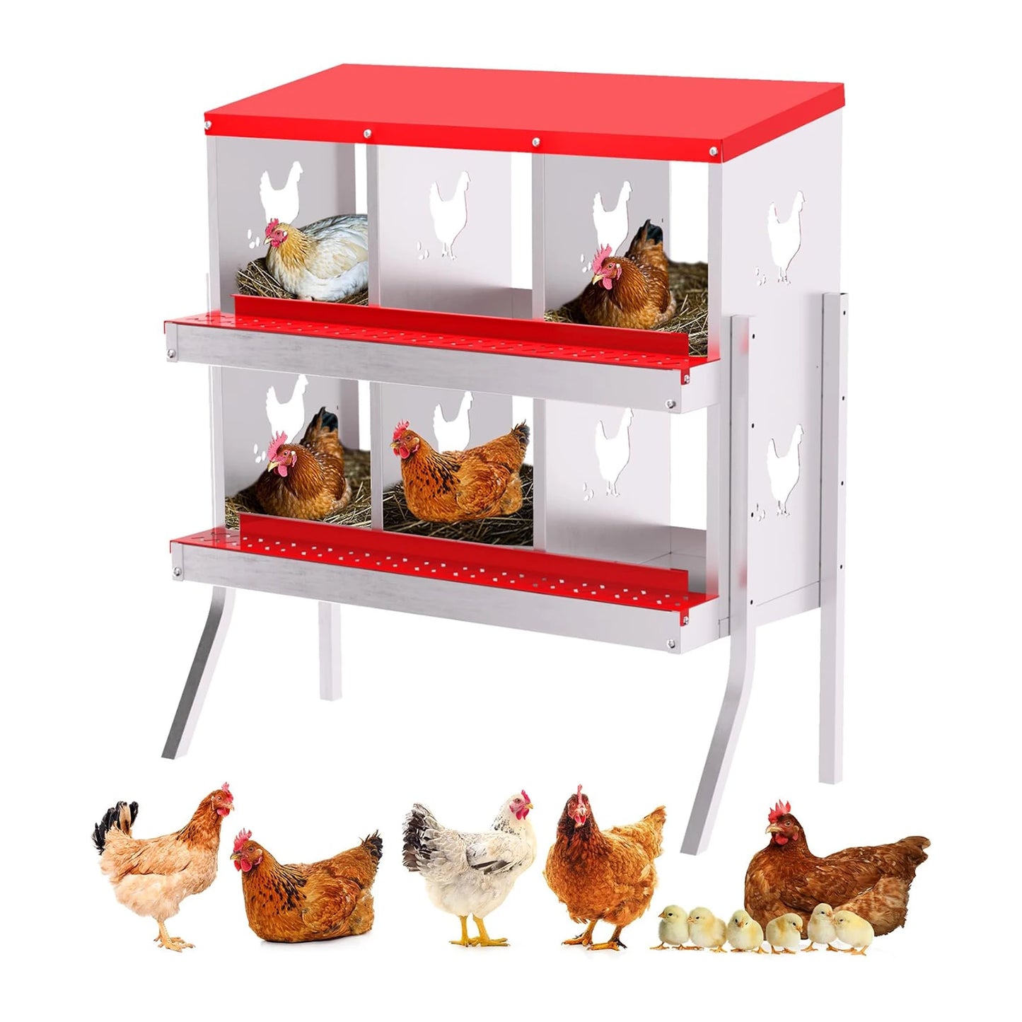 Chicken Nesting Box with Bracket Legs 6/8/10 Compartment for Chicken Coop Hens