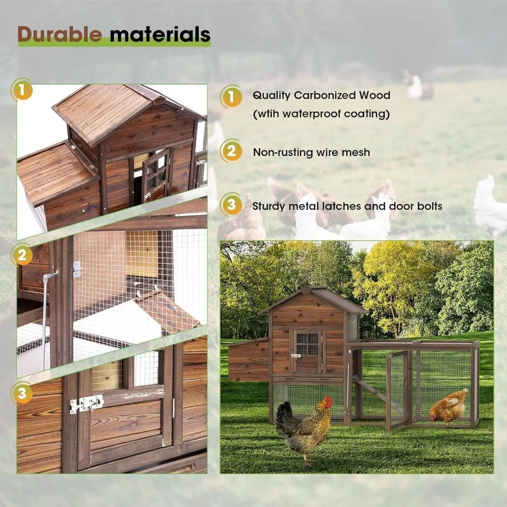 Large Wooden Chicken Coop With Run For 2 To 8 Chickens
