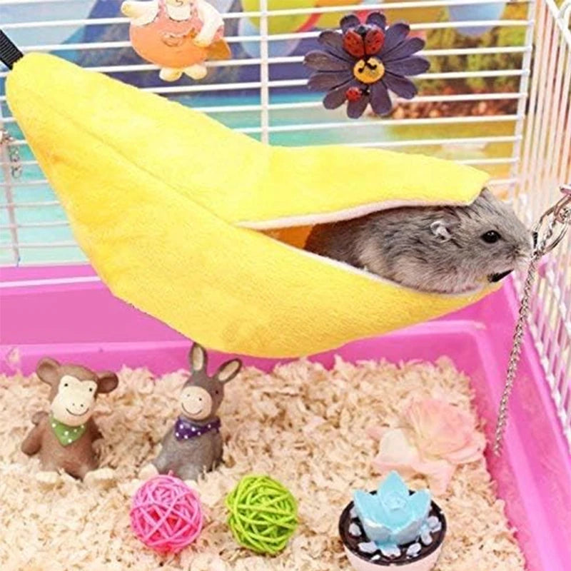 Banana Shaped Hamster Bed House Hammock For Small Pets Warm Fleece Nest Sugar Glider Mouse Squirrel Bird Cage Accessory