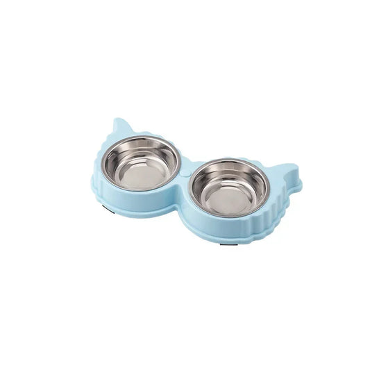 Pet Cute Plastic Food and Water Bowls for Cats and Dogs Rounded Feeder and Drinker Home Pet Supplies