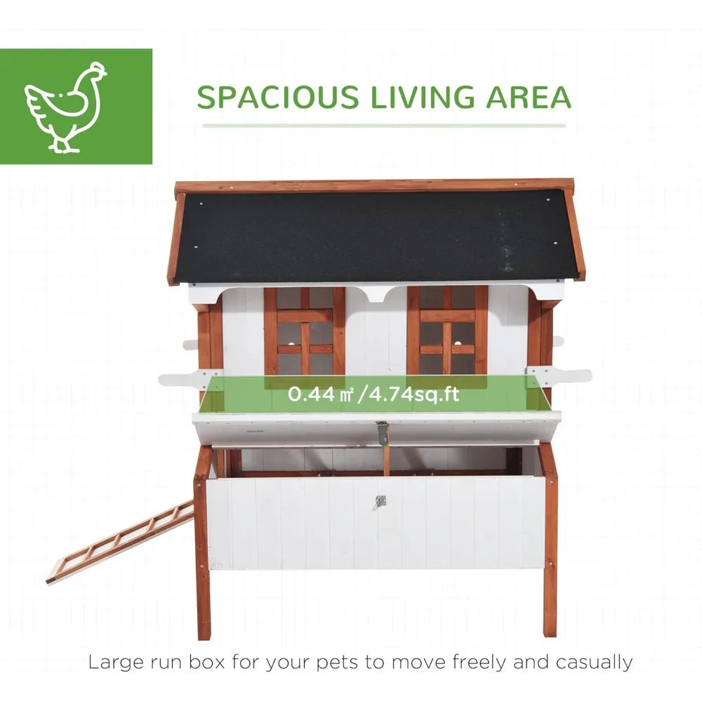 47 Inch Wooden Chicken Coop Rabbit Hutch Raised Poultry Cage Portable Hen Pen Backyard with Nesting Box and Handles