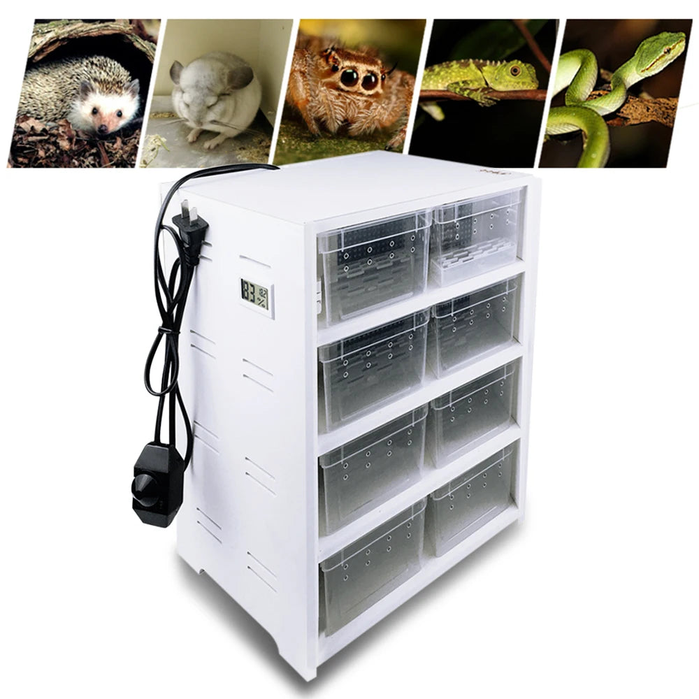 LOYALHEARTDY 8 Grid Reptile Enclosure Cage With Heating Pad