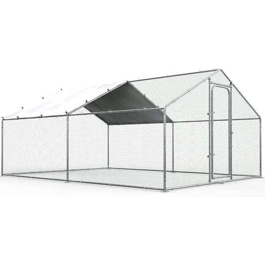 Large Metal Chicken Coop Outdoor Walk-in Chicken Run Heavy Duty Poultry Cage for Yard