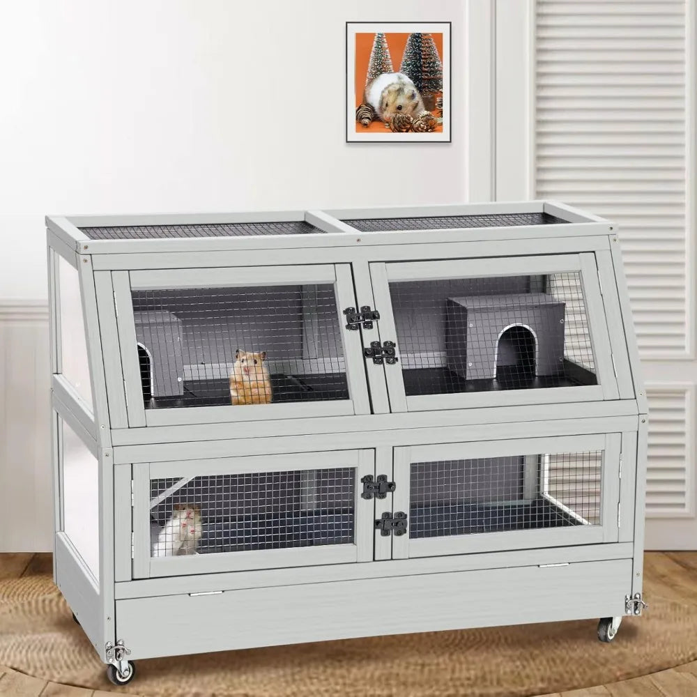 Two Story Guinea Pig Cage Chewing Toy Food Bowl Hideout