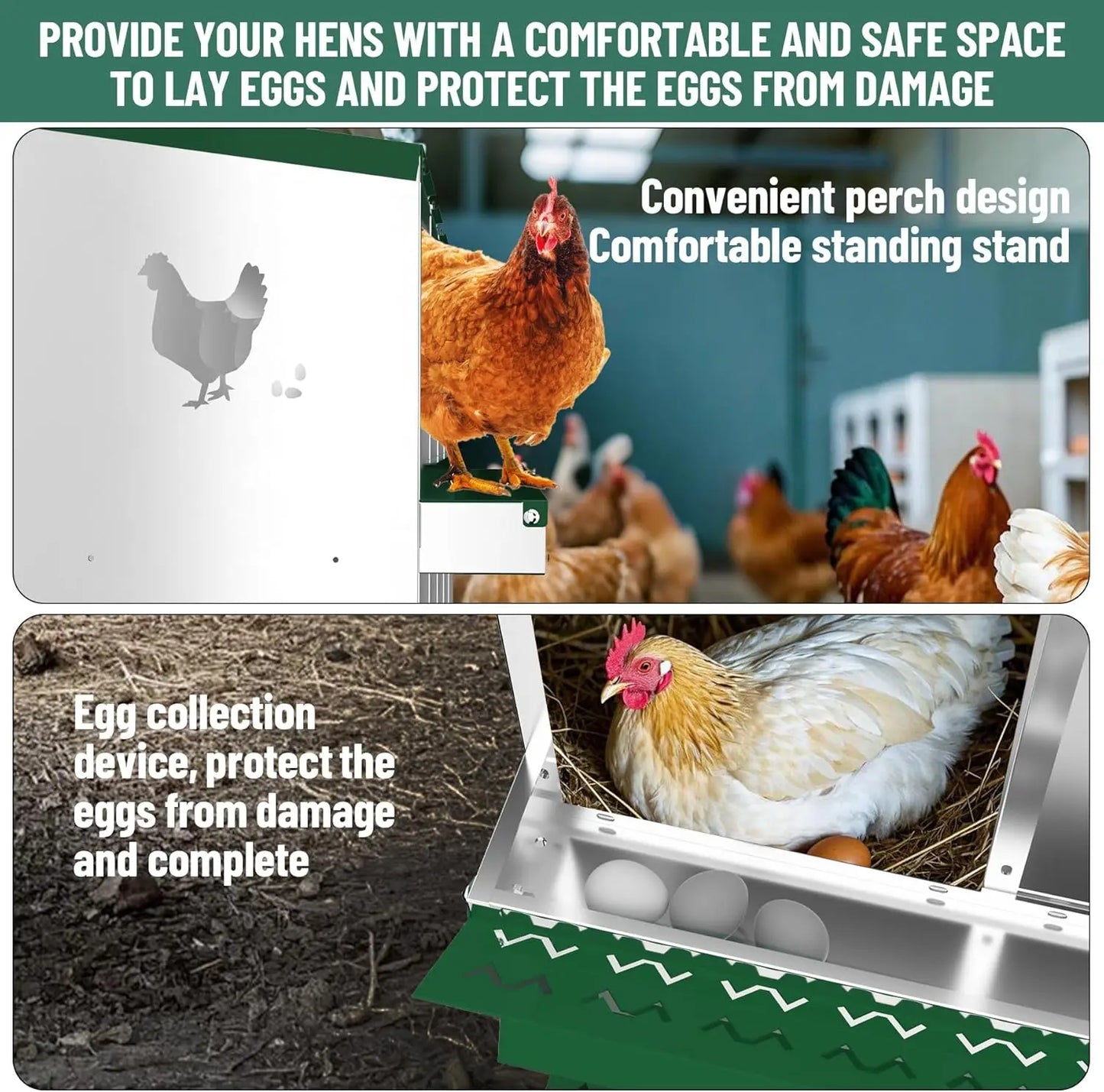 Chicken Nesting Box with Bracket Legs 6/8/10 Compartment for Chicken Coop Hens