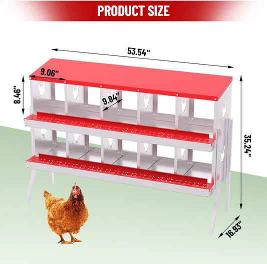 Chicken Nesting Box with Bracket Legs 6/8/10 Compartment for Chicken Coop Hens