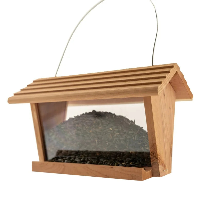 Red Cedar Hopper Bird Feeder 3 Pound Squirrel Proof Attracts Cardinals