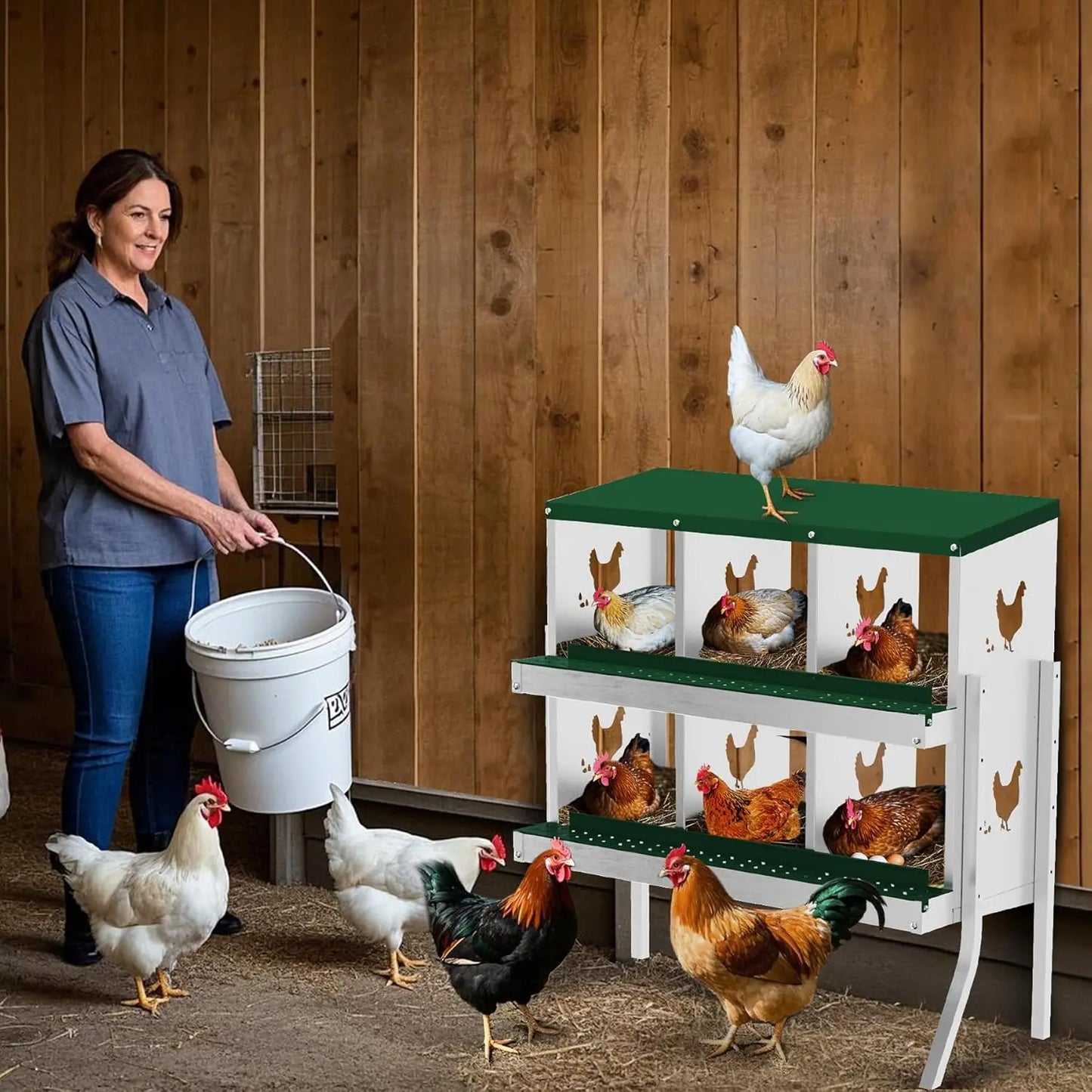 Chicken Nesting Box with Bracket Legs 6/8/10 Compartment for Chicken Coop Hens