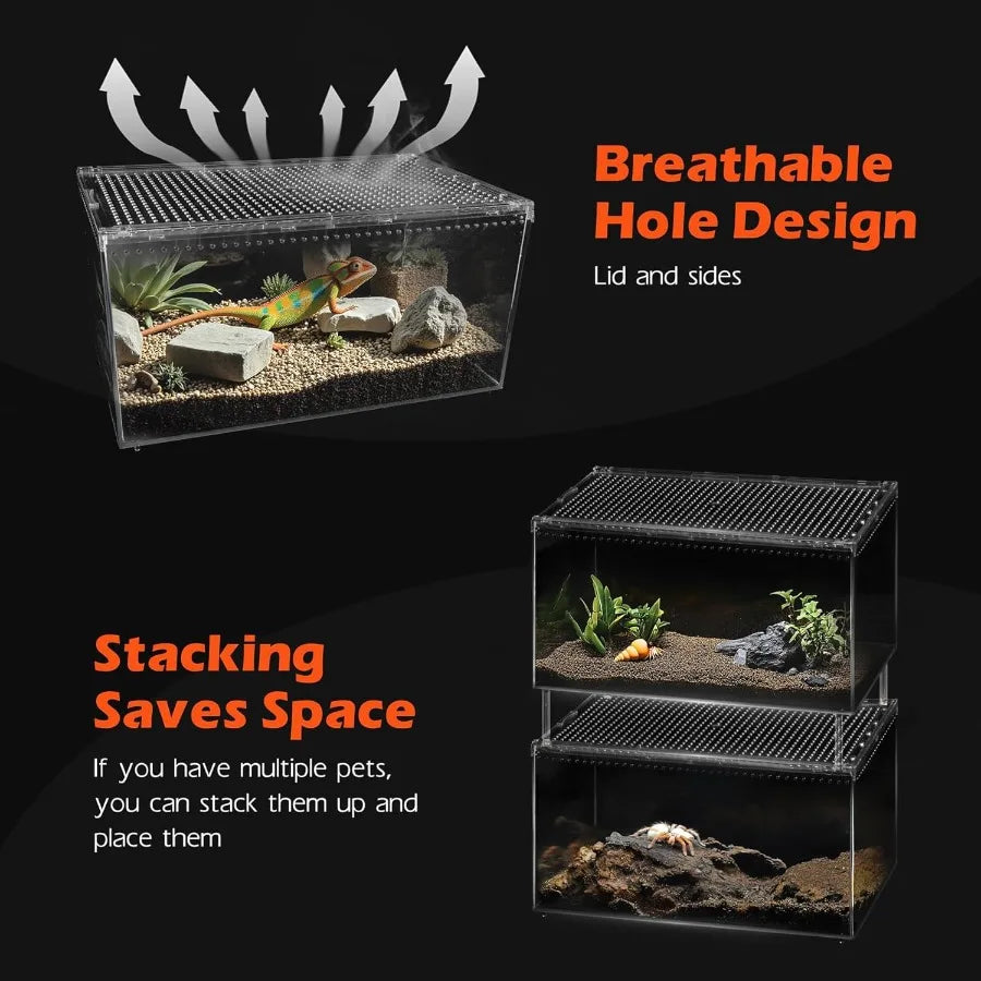 Reptile Terrarium Tank Versatile Enclosure For Gecko And Hermit Crab Habitat