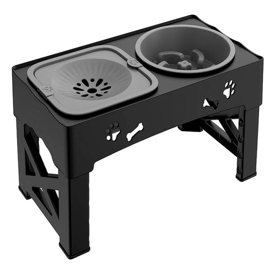 3 In 1 Pet Feeder Slow Feed Bowls Double Bowls Foldable With 5 Adjustable Heights For Pets Of Different Sizes