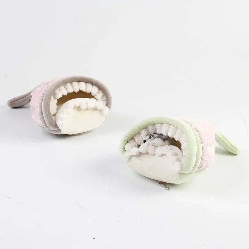 Cute Hamster Nest Guinea Pig Hammock House Winter Warm Cotton Short Plush Big Mouth Fish Shape Small Pet Supplies