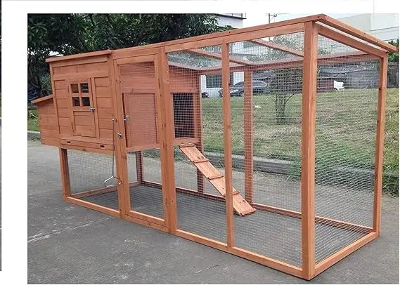 Large 95 Inch Deluxe Solid Wood Chicken Coop House with Run and Nesting Box