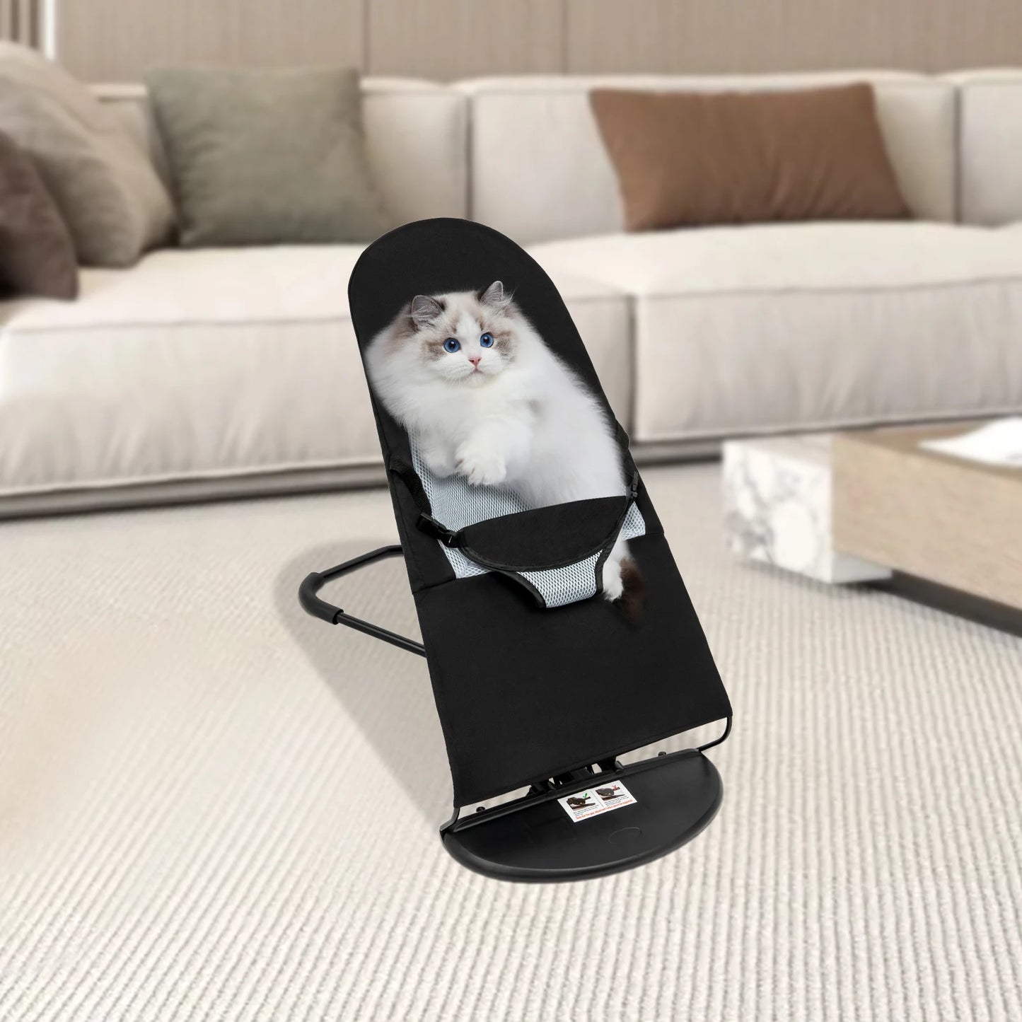 Black Pet Rocking Chair Foldable Rack For Pets Under 33.07 Lb