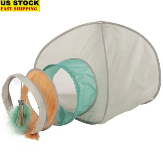 Fringe Cat Hideout With Play Tunnel Crinkle Toy Indoor Cat Resting Space