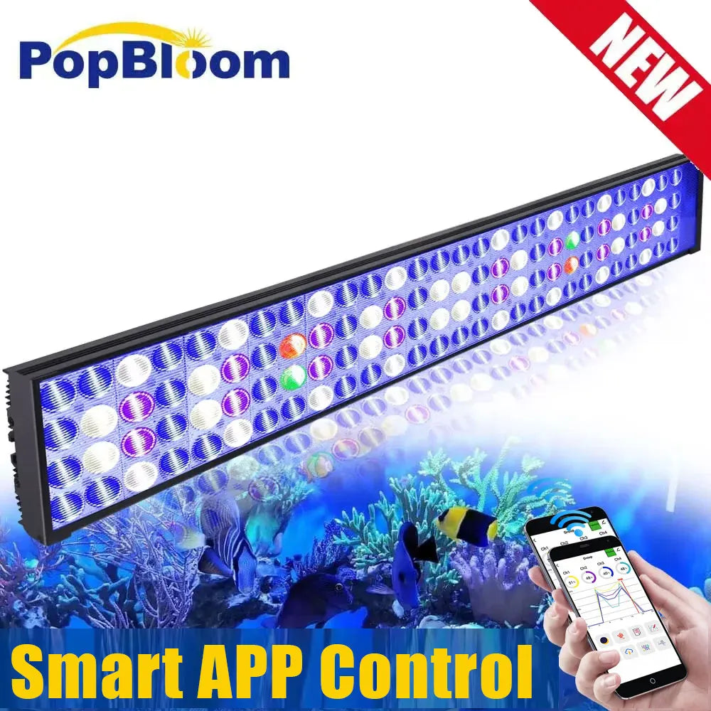 PopBloom Aquarium LED Lighting Full Spectrum for 80 to 100 cm Reef Tank SPS LPS