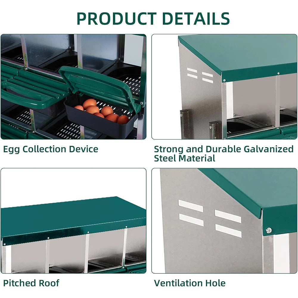 3 Compartment Roll Out Nesting Box for Chicken Coop With Rollout Egg Collection