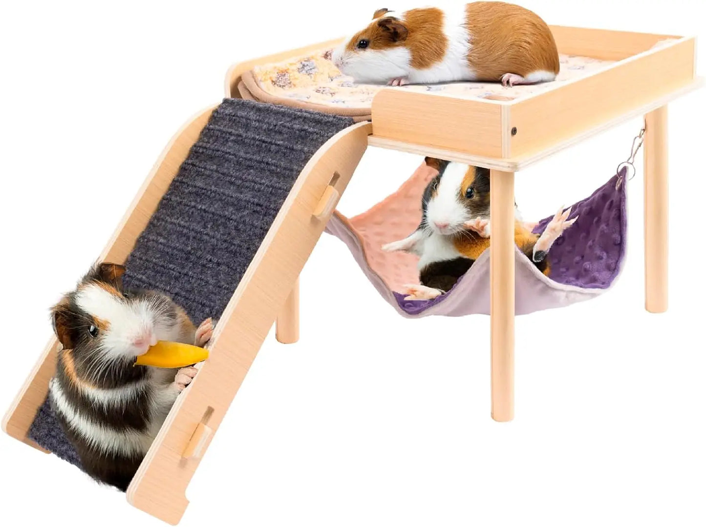 Enlarged Guinea Pig Hammock With Wooden Platform And Stairs
