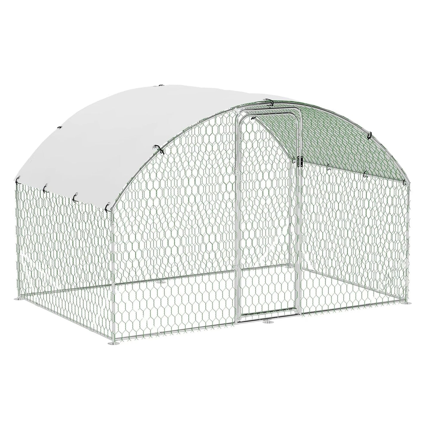 Large Metal Chicken Coop Walk-in Poultry Cage for Outdoor Waterproof UV-Resistant Cover Lockable Door Large Chicken Run for Farm