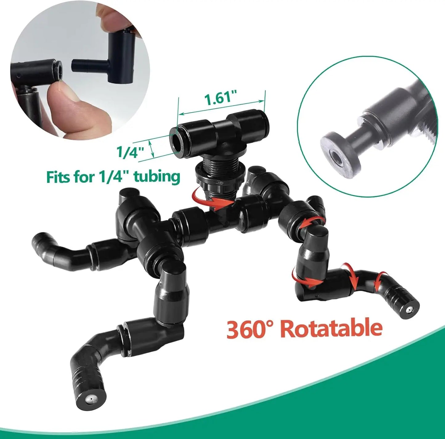 360 Degree Rotating Reptile Fogger Mist Sprinkler Terrarium Nozzle Adjustable Greenhouse Irrigation Pet Cooling System Sprayer