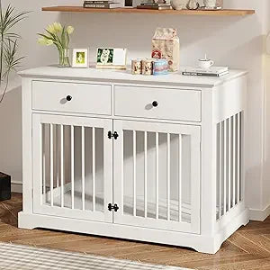 Dog Crate Furniture, 44 Inch Wooden Kennel with Drawers