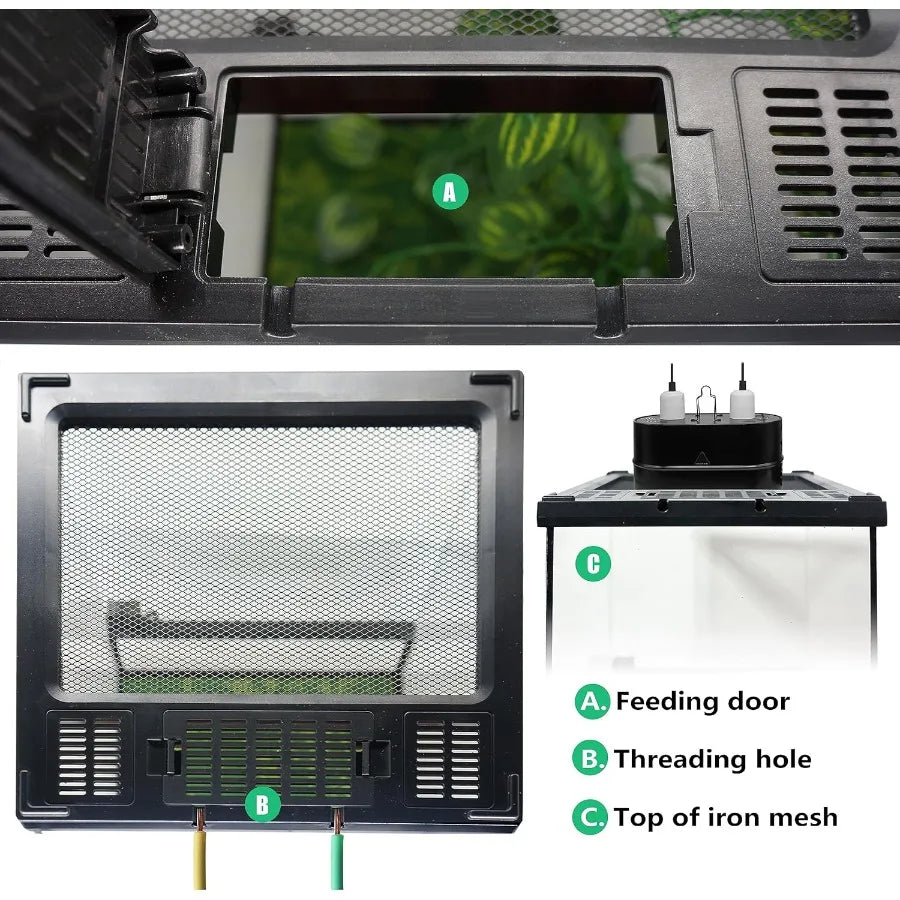 Mini Reptile Glass Terrarium Tank 8x8x12 Full View With Front Opening Door Enclosure Habitat For Leopard Gecko