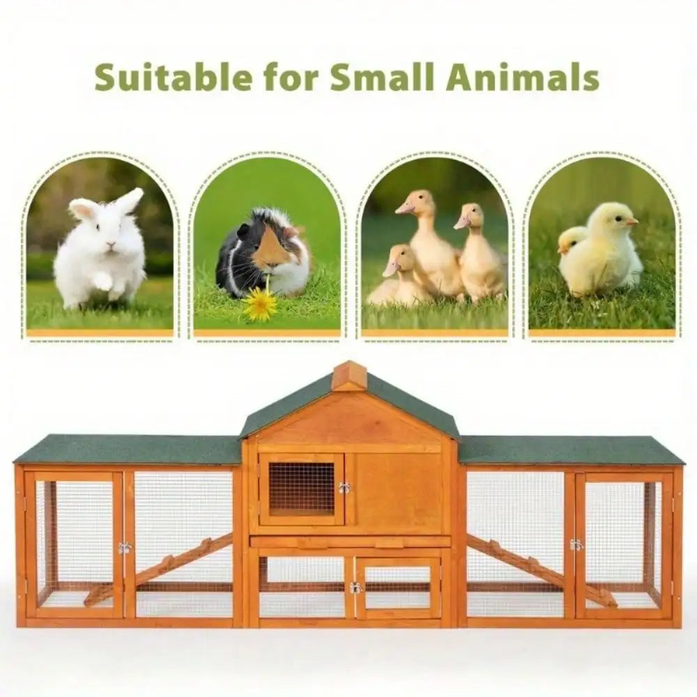 Rabbit Hutch Indoor Bunny Cage Small Animal Pet House Outdoor Wooden Two Tier Design