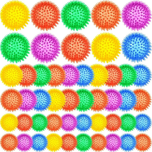 50 Pcs Squeaky Spiky Dog Balls Bulk For Aggressive Chewers