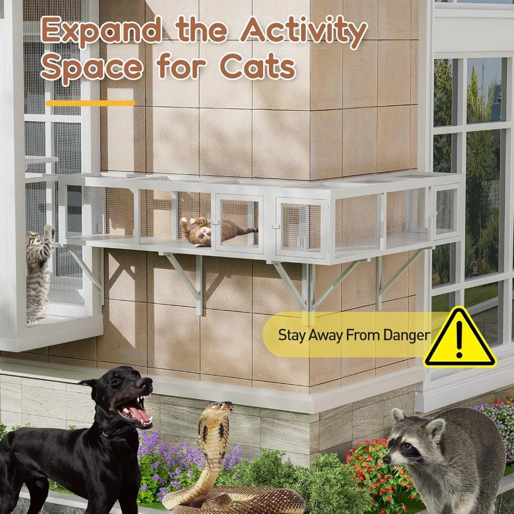 Cat Tunnel With Extendable Design Catio Window Box Enclosure For Outdoor Use