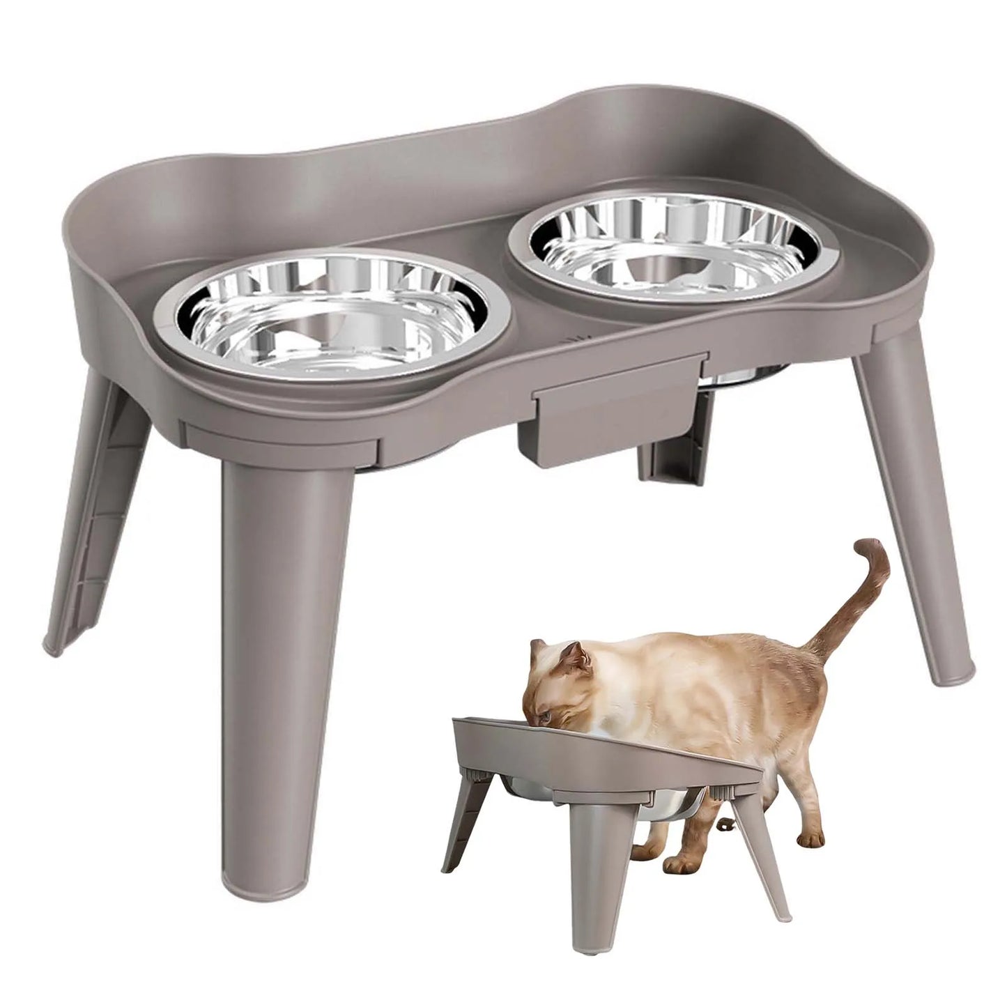 Raised Stand Elevated Dog Feeder Non-Slip No Spill Design