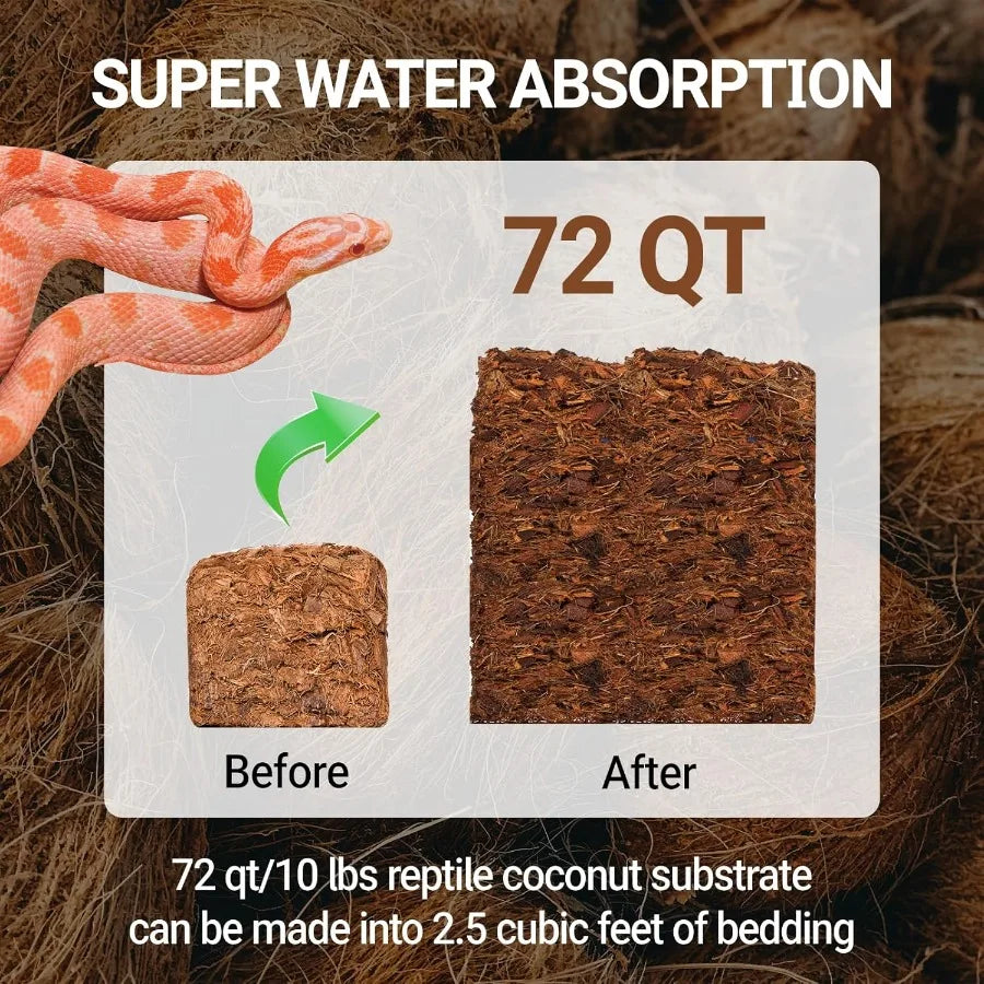 72 Quart Coconut Chip Substrate Reptile Bedding For Ball Pythons Geckos Frogs