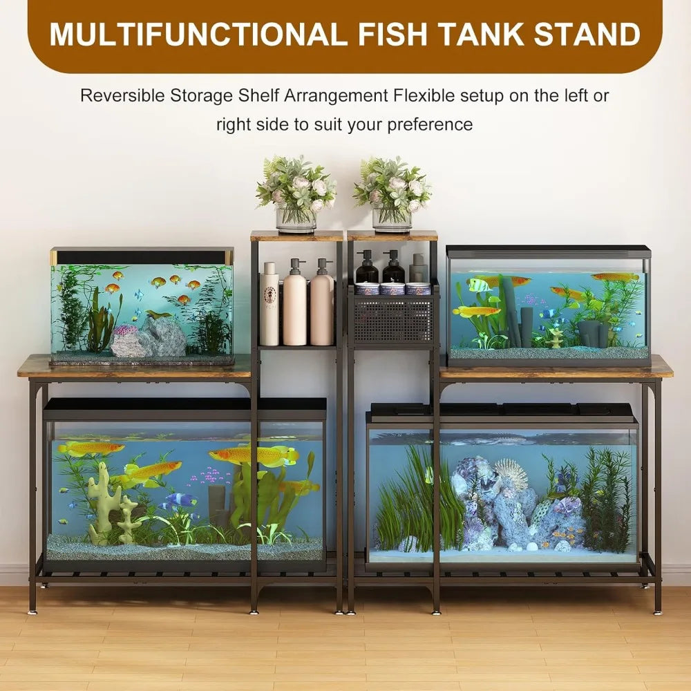 10-20 Gallon Aquarium Stand With Cabinet Storage Black Metal Frame 330 Lbs