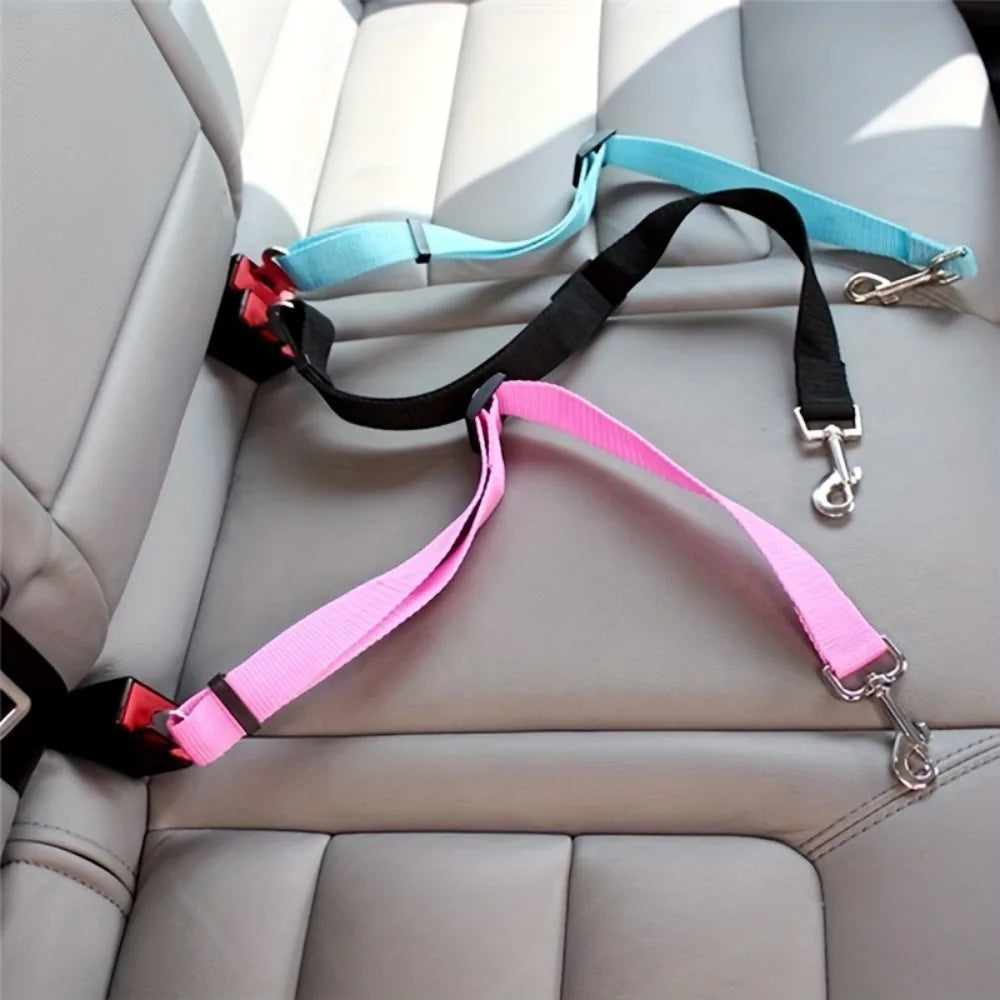 Pet Car Safety Harness Adjustable Dog Seat Belt for Small to Large Breeds Nylon Material