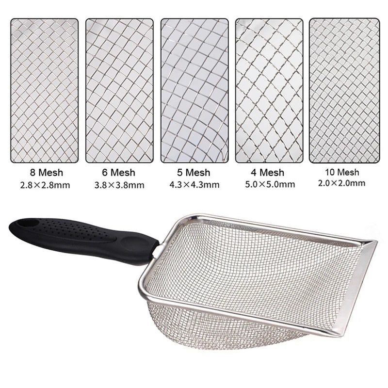 Pet Cleaning Tools Stainless Steel Feces Shovel Cat Litter Shovel Reptile Lizard Sand Shovel Mesh Screen Fecal Spoon