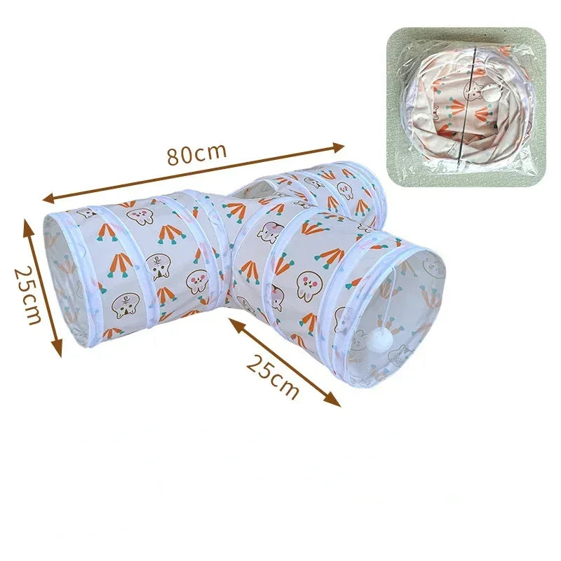 Tunnels Hideout Guinea Pet Foldable Three/Two-channel Pigs Supplies Toys Tubes for Small Animal T/Y-shaped Bunny Rabbits Tunnel