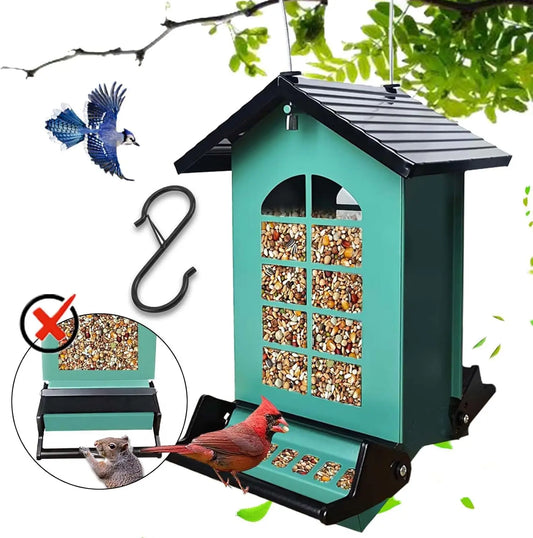 Squirrel Proof Bird Feeder for Outside Large Capacity Seed