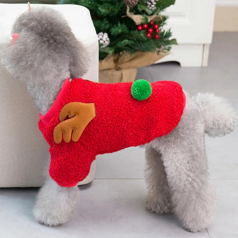 Autumn Winter Velvet Dog Coat Sweater Christmas Outfit
